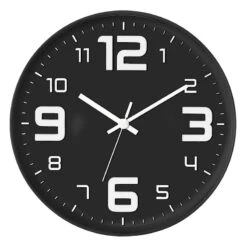 Black & White 3D Dial Round Wall Clock, 12"