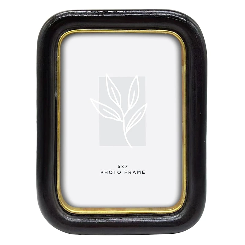 Black With Gold Detail Edge Tabletop Picture Frame, 5x7 3 Black With Gold Detail Edge Tabletop Picture Frame, 5x7