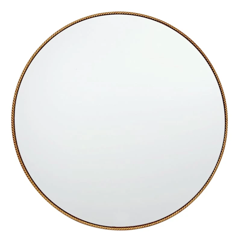 Braided Gold Framed Round Wall Mirror, 32" 3 Braided Gold Framed Round Wall Mirror, 32"