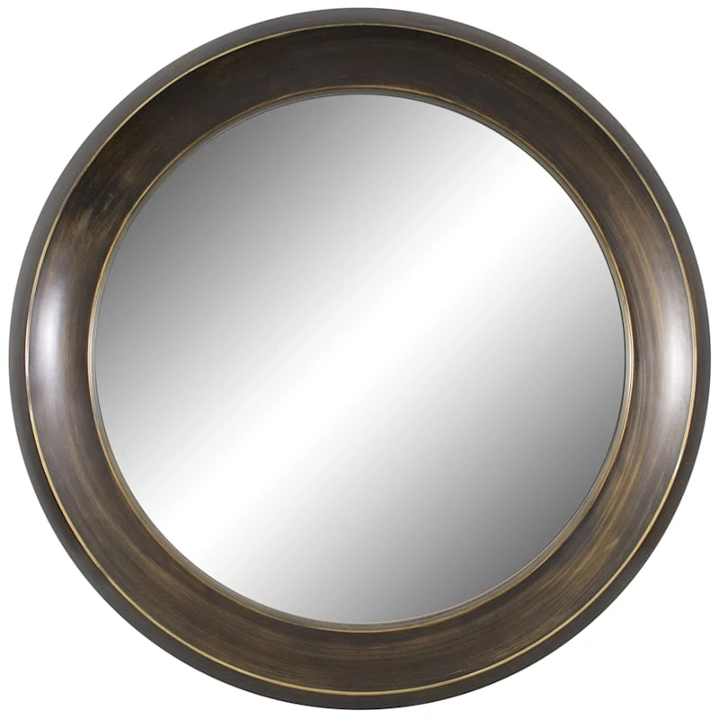 Bronze Round Wall Mirror, 34" 3 Bronze Round Wall Mirror, 34"