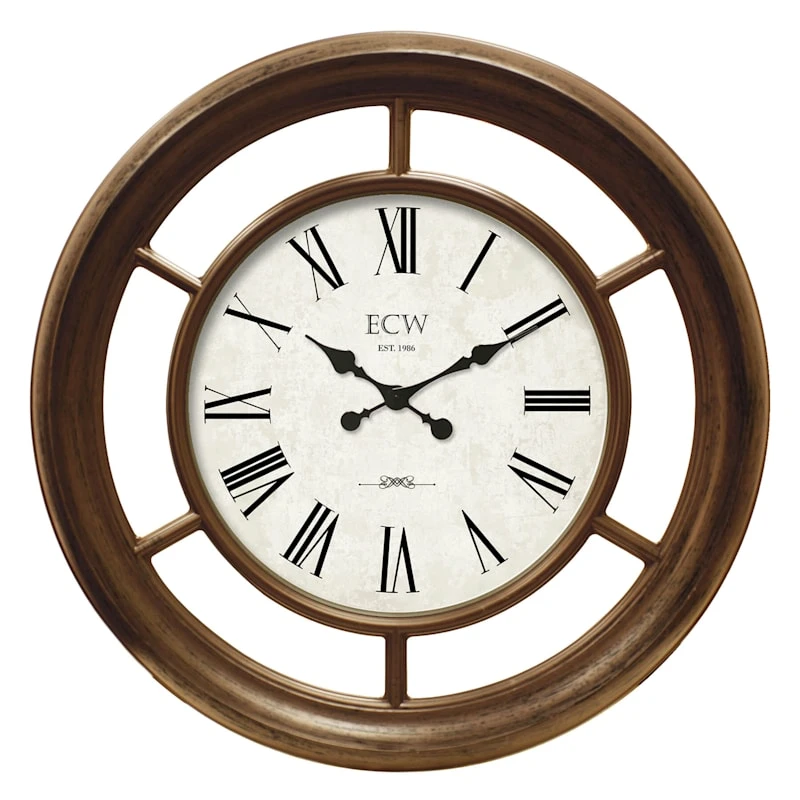 Brown Wall Clock, 22" 3 Brown Wall Clock, 22"