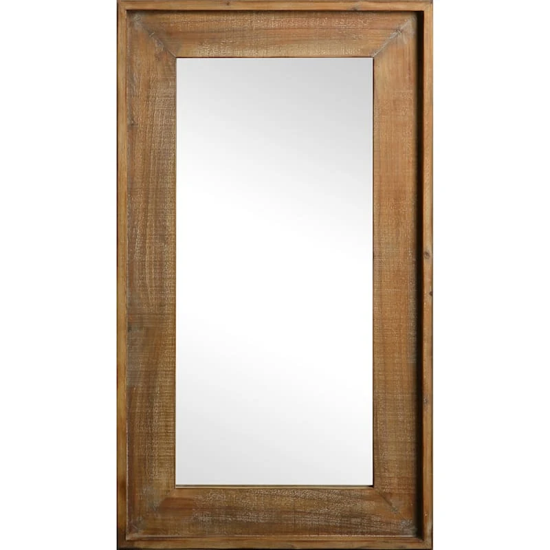 Brown Wood Studio Wall Mirror, 21x37 3 Brown Wood Studio Wall Mirror, 21x37