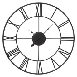 Brushed Black Round Metal Clock, 41"