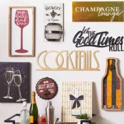 Cocktails Metal Word Wall Sign, 25x8 -Athome Sales cocktails metal word wall sign 25x8 3