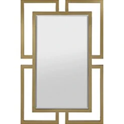 Contemporary Die Cut Gold Metal Framed Wall Mirror, 24x36