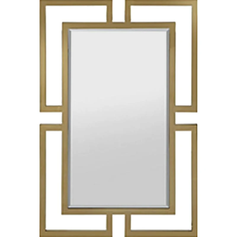 Contemporary Die Cut Gold Metal Framed Wall Mirror, 24x36 3 Contemporary Die Cut Gold Metal Framed Wall Mirror, 24x36