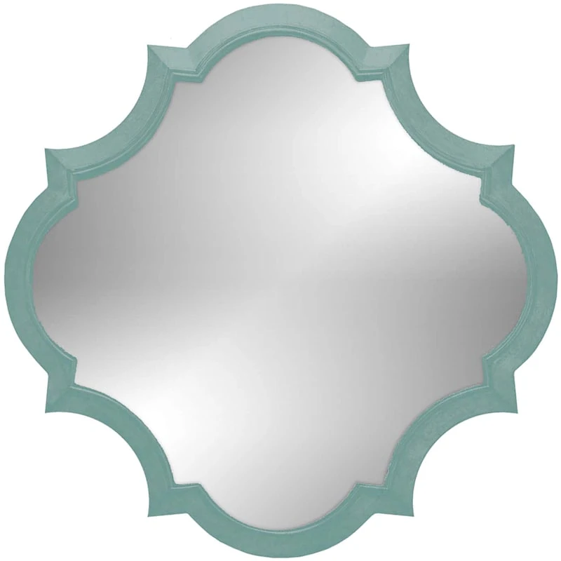 Crest Turquoise Framed Wall Mirror, 14" 3 Crest Turquoise Framed Wall Mirror, 14"
