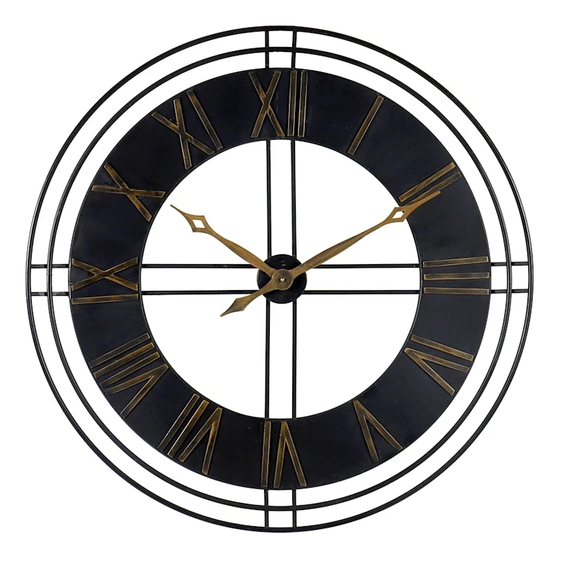Crosby St Black Metal Wall Clock, 36" 3 Crosby St Black Metal Wall Clock, 36"
