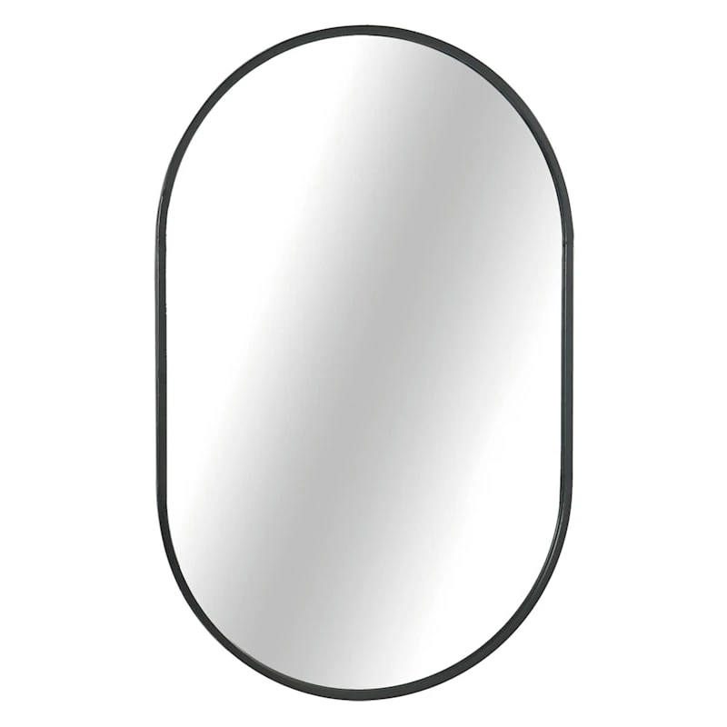 Crosby St Black Oval Wall Mirror, 24x38 3 Crosby St Black Oval Wall Mirror, 24x38
