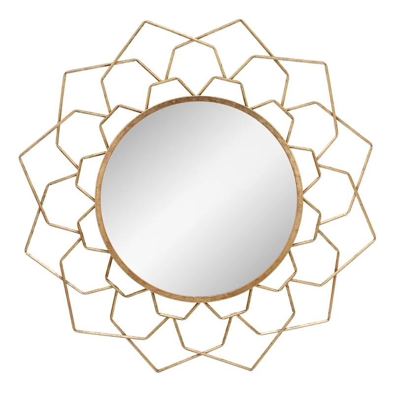 Crosby St Metal Floral Cutout Wall Mirror, 34" 3 Crosby St Metal Floral Cutout Wall Mirror, 34"