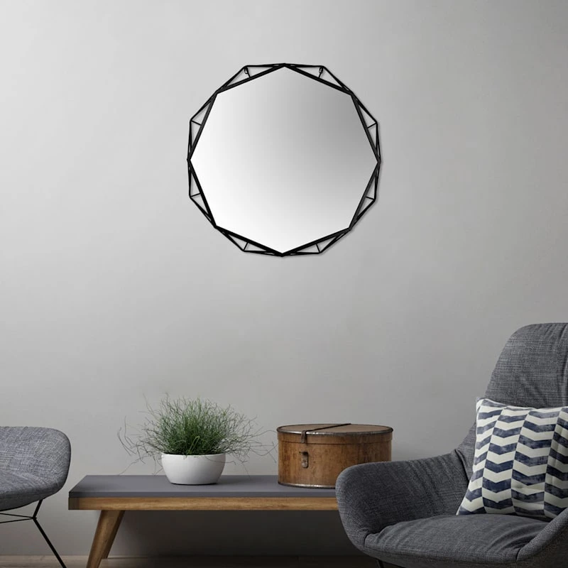 Crosby St Modern Round Wall Mirror, 29" 4 Crosby St Modern Round Wall Mirror, 29" - Image 2