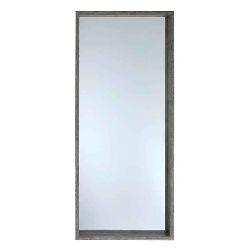 Dark Grey Wood Deep Frame Leaner Mirror, 24x58 3 Dark Grey Wood Deep Frame Leaner Mirror, 24x58