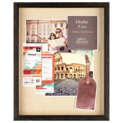 Distressed Black Shadowbox With Linen Backer & Pins, 16x20