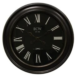 Distressed Bronze Round Wall Clock With Black Dial, 30"