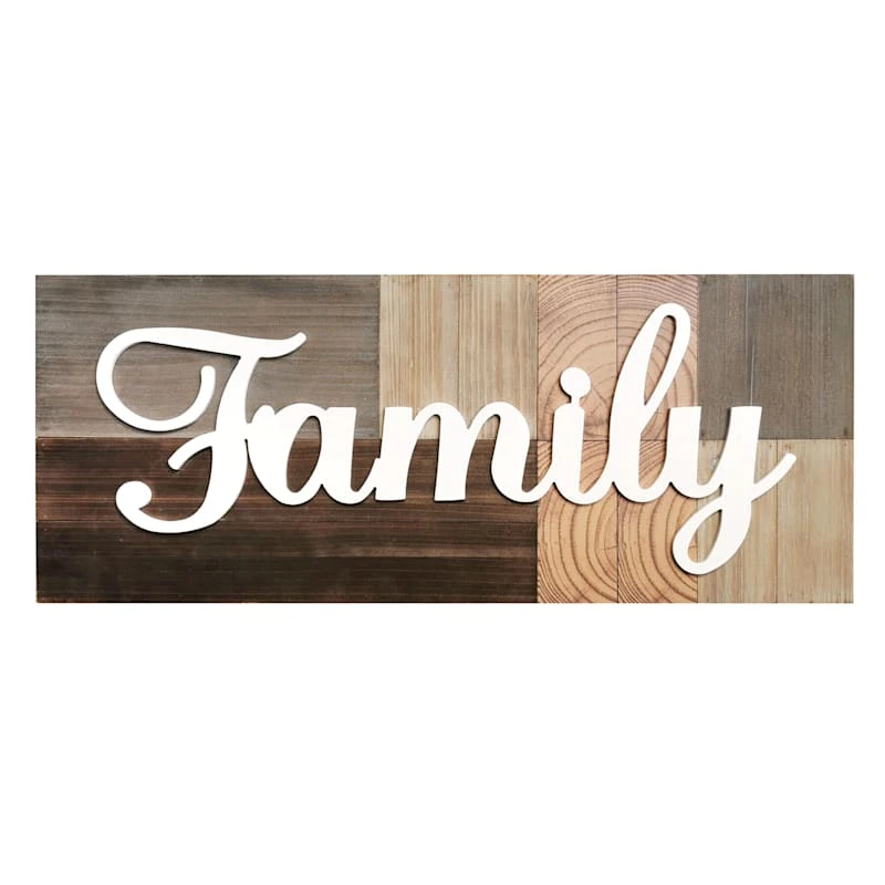 Family Wood Rectangle Multi-Patch Word Wall Sign, 30x12 3 Family Wood Rectangle Multi-Patch Word Wall Sign, 30x12