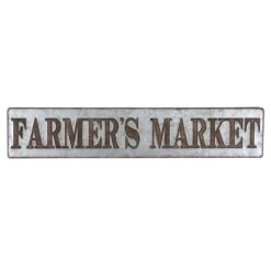 Farmers Market Metal Galvanized Wall Sign, 36x7