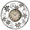 Floral Bronze Cut Out Metal Round Wall Clock, 28" 1 Floral Bronze Cut Out Metal Round Wall Clock, 28" -Athome Sales floral bronze cut out metal round wall clock 28