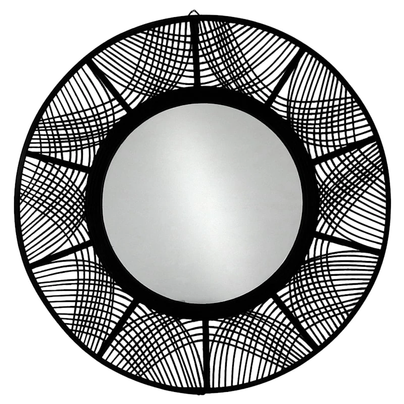 Found & Fable Black Bamboo Round Wall Mirror, 35" 3 Found & Fable Black Bamboo Round Wall Mirror, 35"