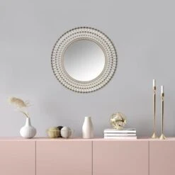 Found & Fable White & Gold Round Wall Mirror, 22" 5 Found & Fable White & Gold Round Wall Mirror, 22" -Athome Sales found fable white gold round wall mirror 22 1