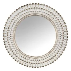 Found & Fable White & Gold Round Wall Mirror, 22"