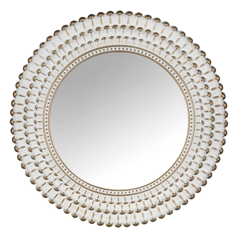 Found & Fable White & Gold Round Wall Mirror, 22" 3 Found & Fable White & Gold Round Wall Mirror, 22"