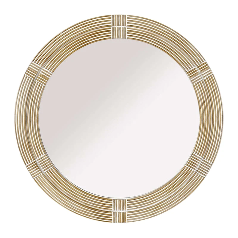 Found & Fable Wood Framed Round Wall Mirror, 34" 3 Found & Fable Wood Framed Round Wall Mirror, 34"