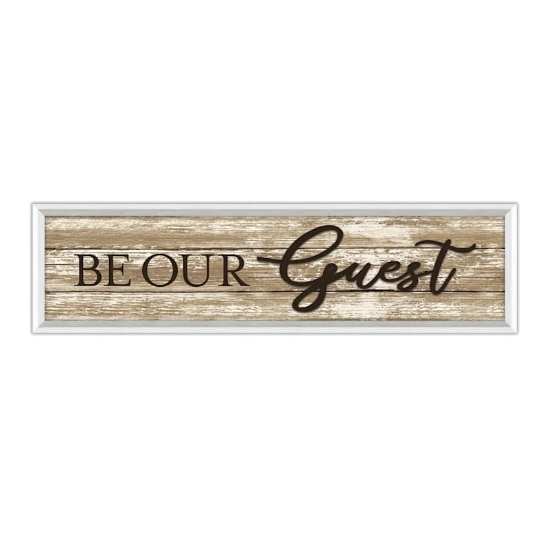 Framed Be Our Guest Textured Wall Sign, 8x30 3 Framed Be Our Guest Textured Wall Sign, 8x30