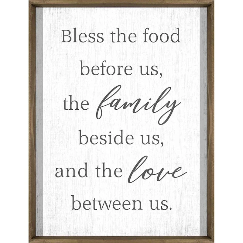 Framed Bless The Food Sentiment Canvas Wall Sign, 18x36 3 Framed Bless The Food Sentiment Canvas Wall Sign, 18x36