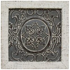 Framed Embossed Metal Medallion Wall Decor, 12"
