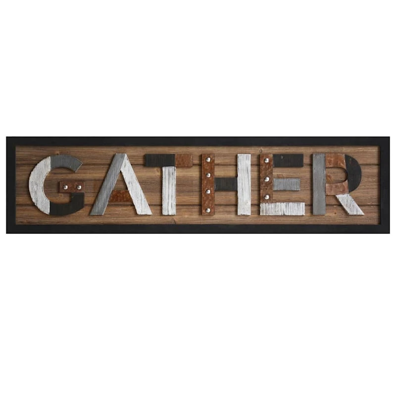 Framed Gather Raised Wood Wall Sign, 12x48 3 Framed Gather Raised Wood Wall Sign, 12x48