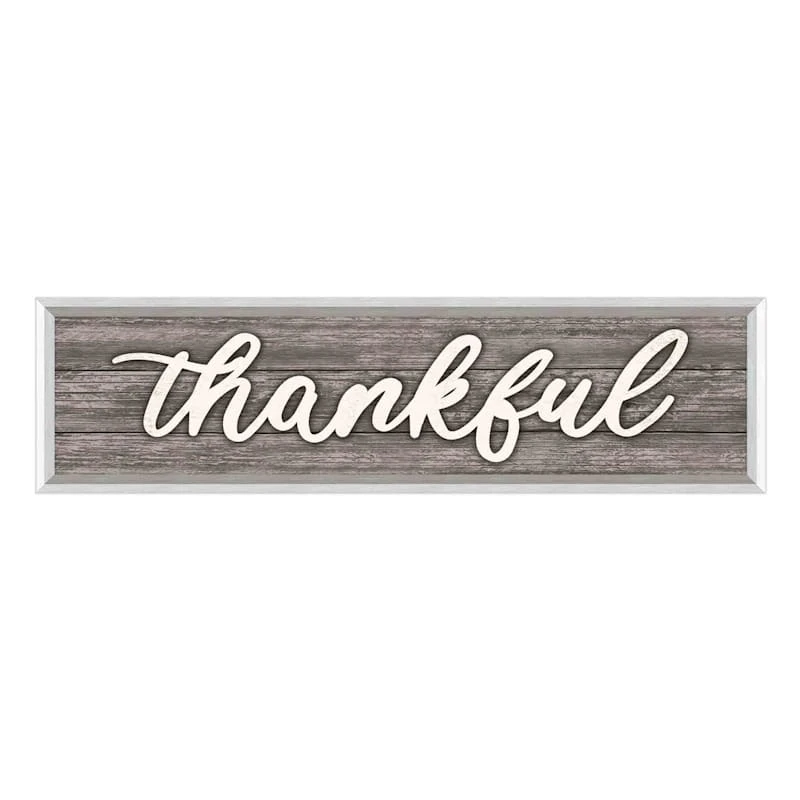 Framed Thankful Textured Wall Sign, 8x30 3 Framed Thankful Textured Wall Sign, 8x30