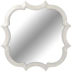 Framed Whitewash Square Quatre Wall Mirror, 14"