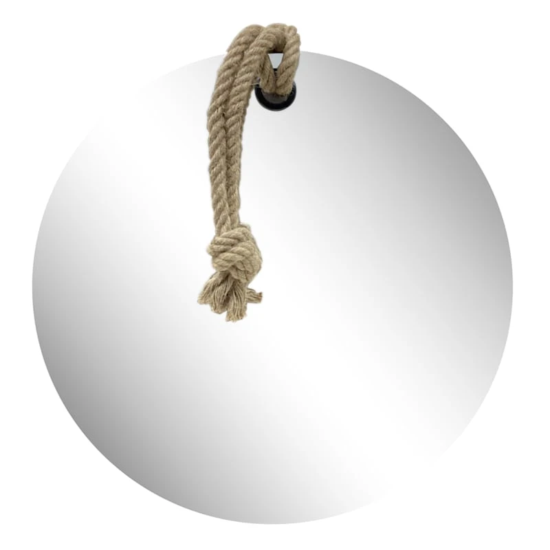 Frameless Round Wall Mirror With Rope, 24" 3 Frameless Round Wall Mirror With Rope, 24"