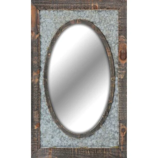 Galvanized Metal Inlay Wall Mirror, 17x24 -Athome Sales galvanized metal inlay wall mirror 17x24 1