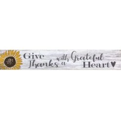 Give Thanks With A Grateful Heart Textured Wood Wall Sign, 6x36