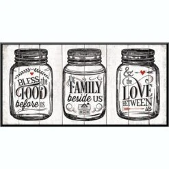 Glass Framed Food, Family, Love Wall Sign, 15x8
