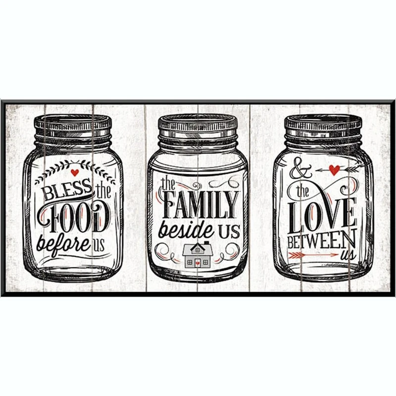 Glass Framed Food, Family, Love Wall Sign, 15x8 3 Glass Framed Food, Family, Love Wall Sign, 15x8