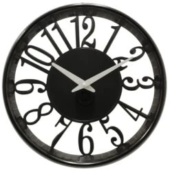 Glossy Black Cut Out Wall Clock, 12"
