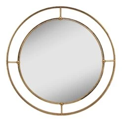 Gold Double-Wire Framed Round Wall Mirror 30"
