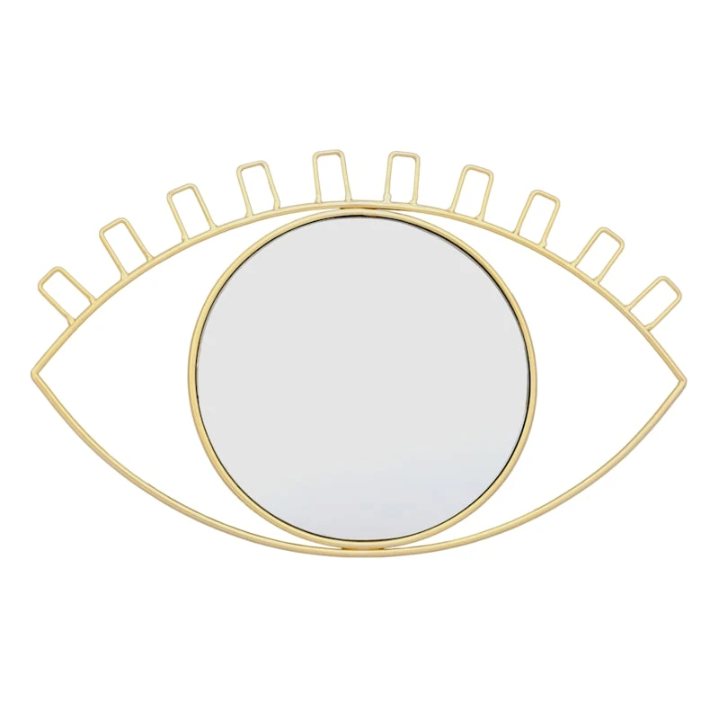Gold Metal Eye Shaped Wall Mirror, 16x9.5 3 Gold Metal Eye Shaped Wall Mirror, 16x9.5