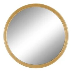 Gold Metal Finish Framed Round Wall Mirror, 14"