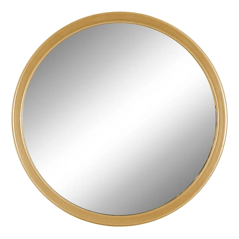 Gold Metal Finish Framed Round Wall Mirror, 14" 3 Gold Metal Finish Framed Round Wall Mirror, 14"