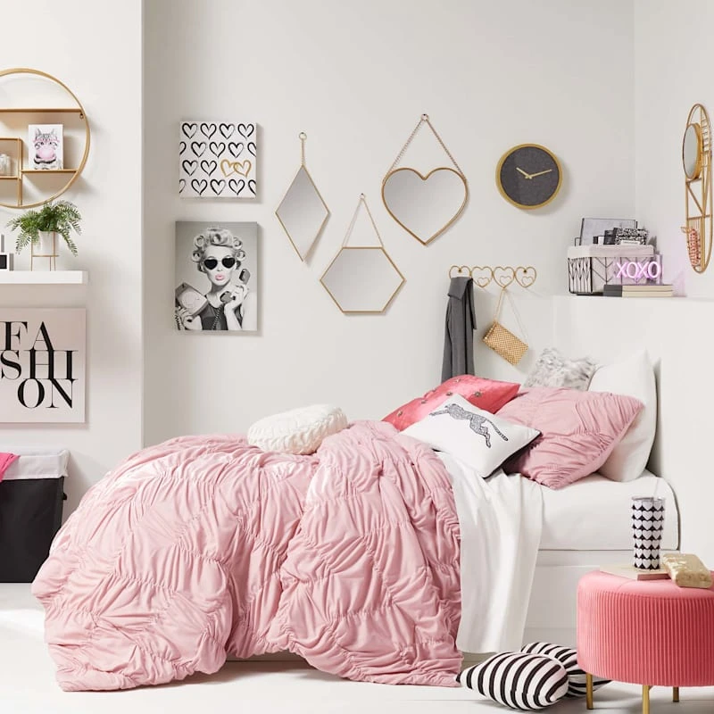 Gold Metal Hexagon Shaped Hanging Wall Mirror, 16" 4 Gold Metal Hexagon Shaped Hanging Wall Mirror, 16" - Image 2