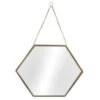 Gold Metal Hexagon Shaped Hanging Wall Mirror, 16" 1 Gold Metal Hexagon Shaped Hanging Wall Mirror, 16" -Athome Sales gold metal hexagon shaped hanging wall mirror 16