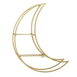 Gold Metal Moon Wall Shelf, 22x26