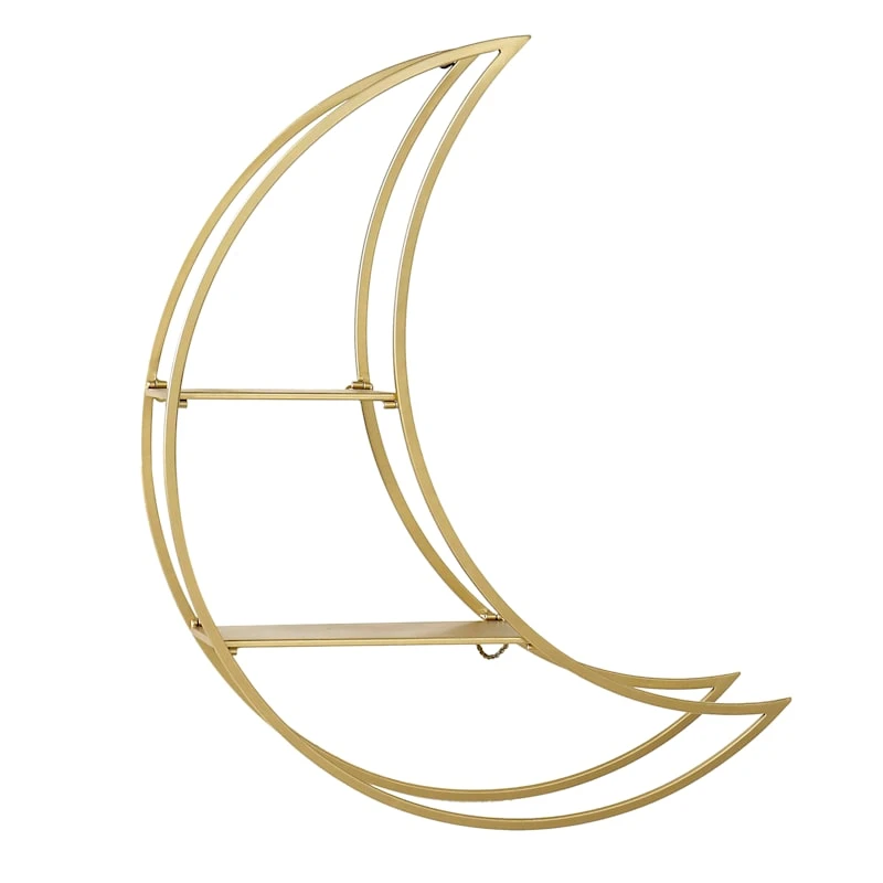 Gold Metal Moon Wall Shelf, 22x26 3 Gold Metal Moon Wall Shelf, 22x26