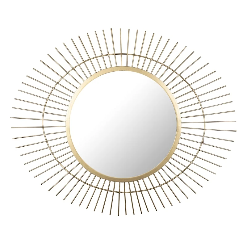 Gold Metal Round Wall Mirror, 27.5x23 3 Gold Metal Round Wall Mirror, 27.5x23