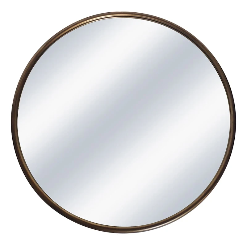 Gold Metal Round Wall Mirror, 32" 3 Gold Metal Round Wall Mirror, 32"