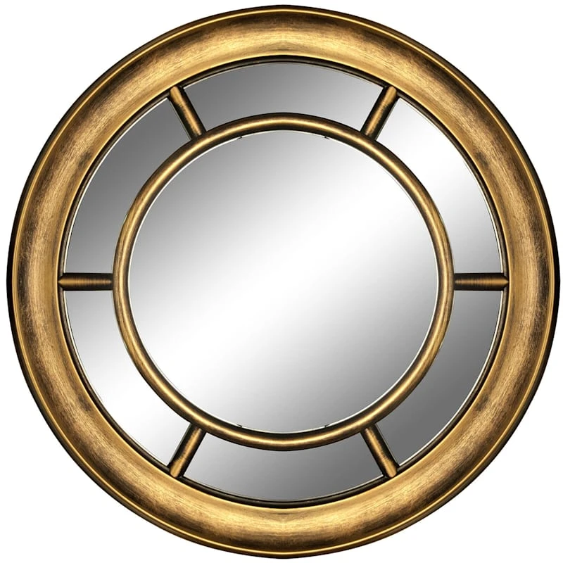 Gold Tabbed Brushed Wall Mirror, 16" 3 Gold Tabbed Brushed Wall Mirror, 16"