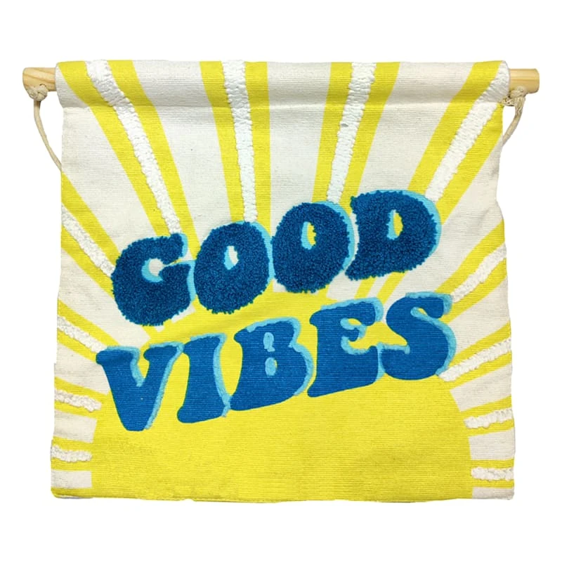 Good Vibes Yellow Hanging Tapestry, 12" 3 Good Vibes Yellow Hanging Tapestry, 12"